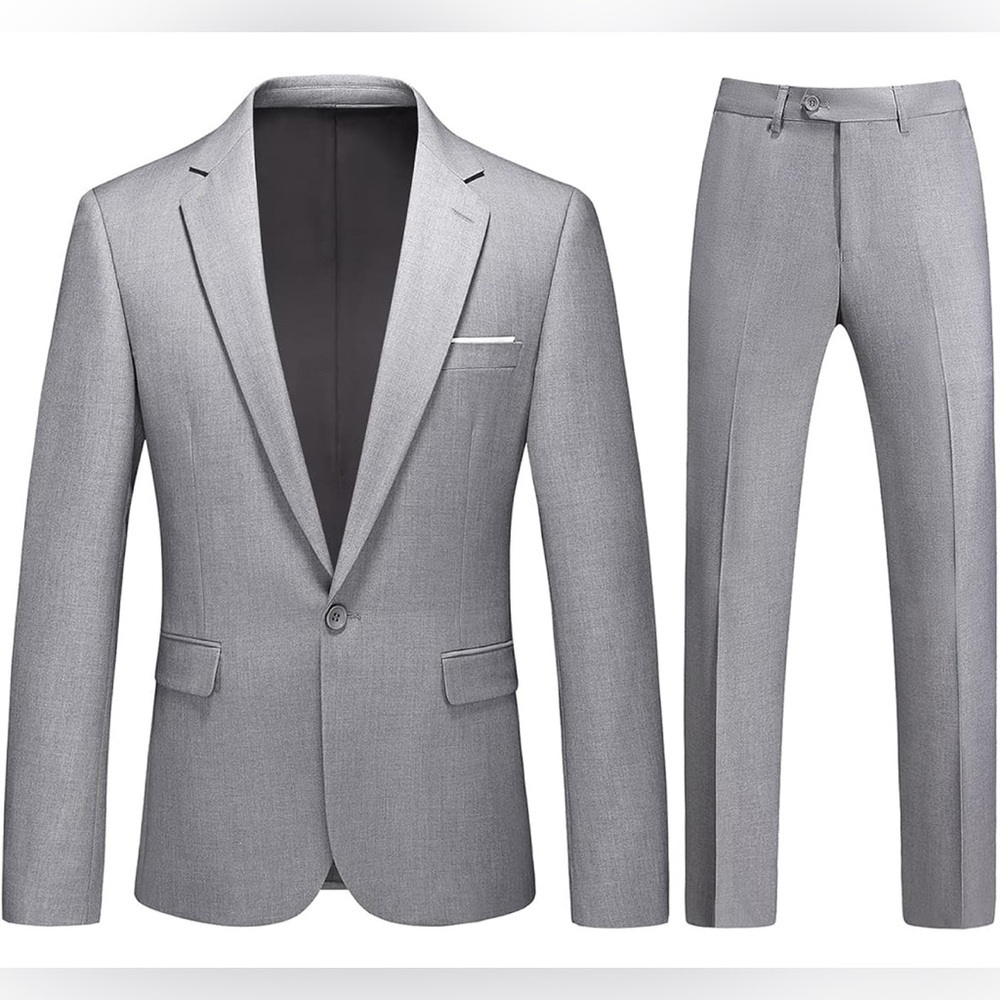 NWT- Kudmol Mens 2 Piece Slim Fit Casual One Button Suit SIZE: XL